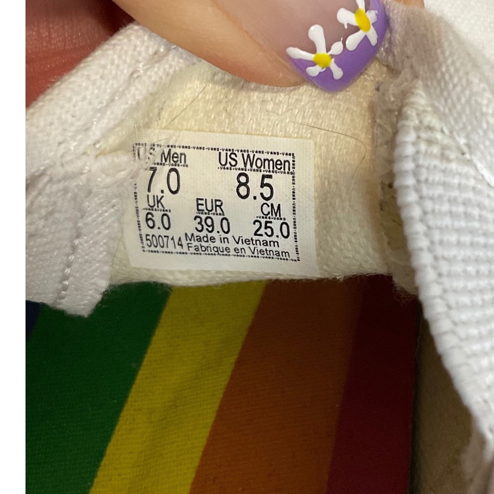 Vans Slip‎ On Rainbow Pride Sneakers Casual Shoes White Size - Picture 6 of 9